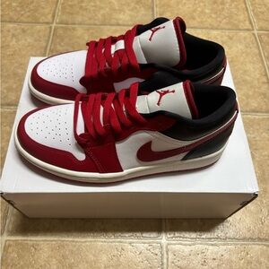 Women’s Nike Air Jordan 1 Low White, Red & Black Sneakers